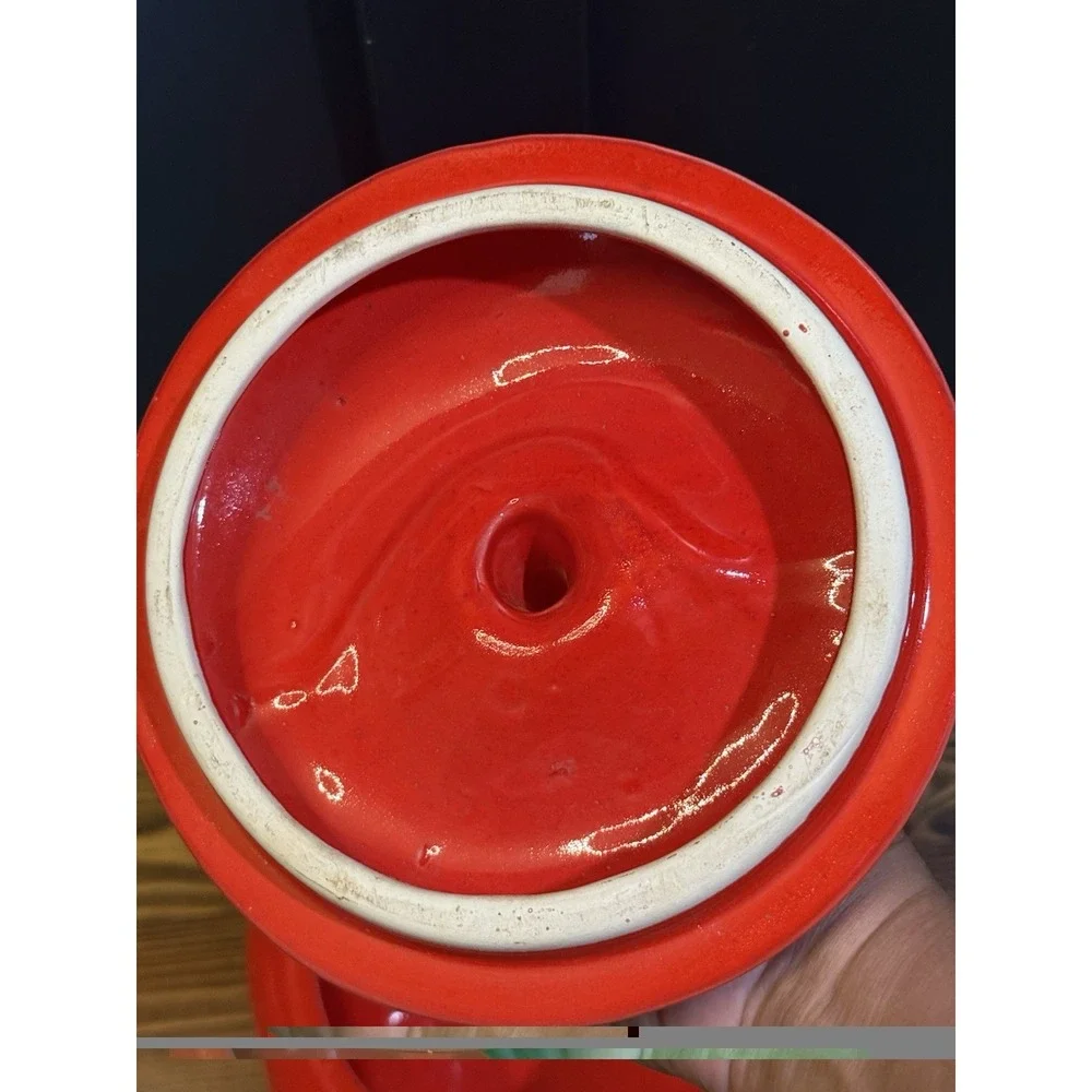 Vintage Mid Century Ceramic Large Red Apple Cookie Jar - Cottagecore Granny 11